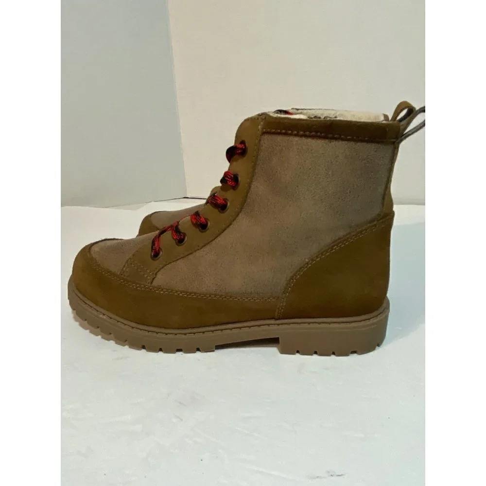 DayFive Ridge Faux Suede Lace Up Fleece Lined Brown Boots‎ Kids' Size 4